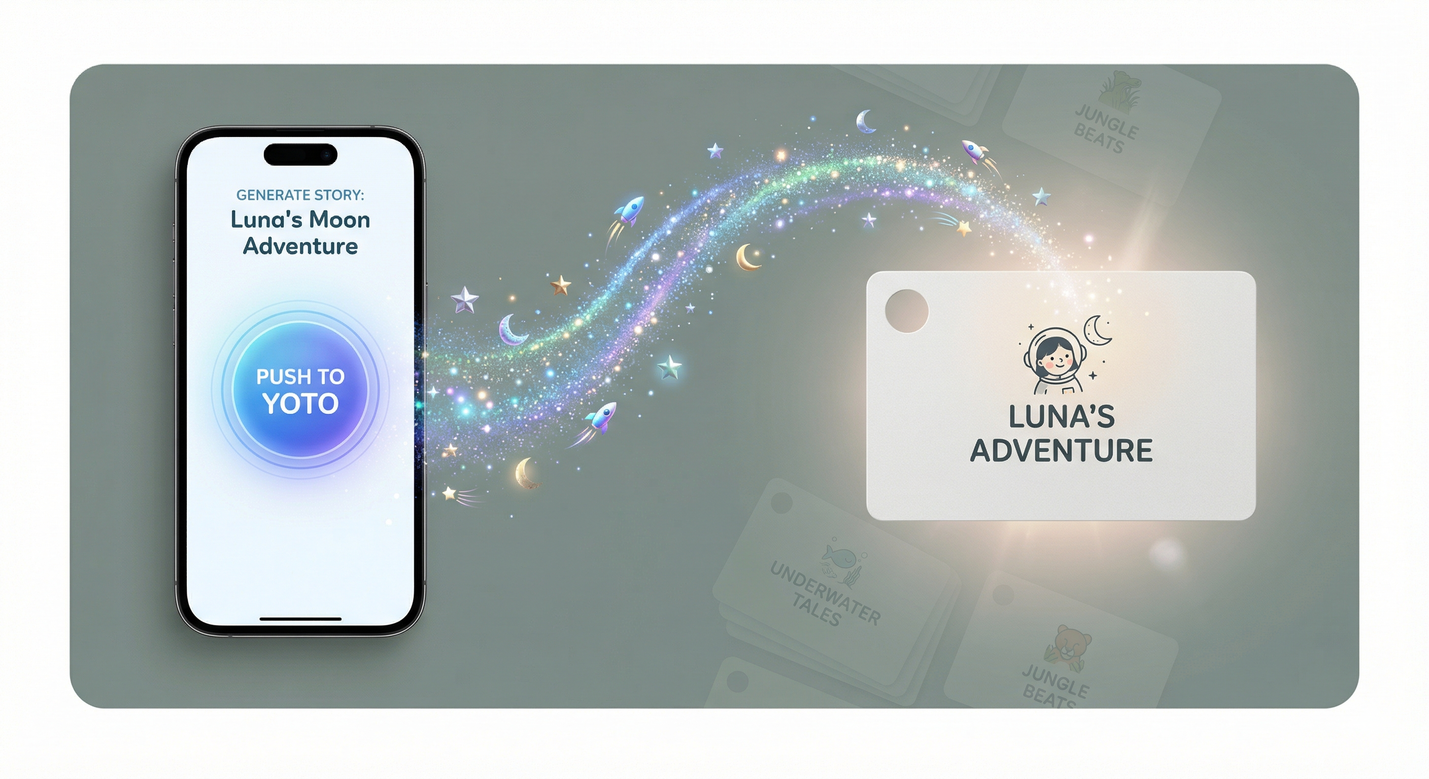 Phone pushing a story to a Yoto card